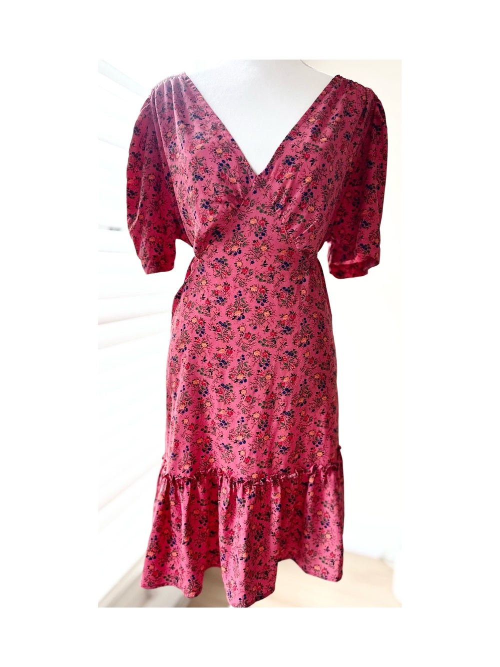 Betsey Johnson Pink Floral Wrap-Style Midi Dress